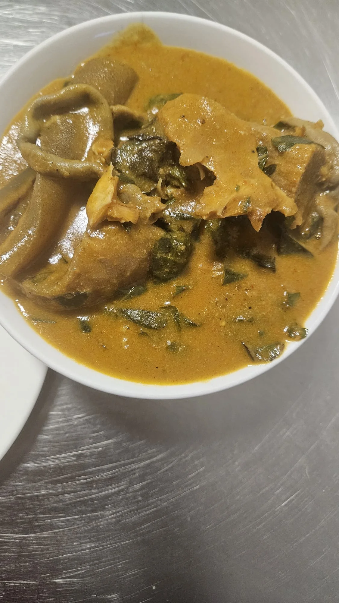 Delicious Oha Soup at Lochi Afro Nija Nigerian Restaurant in Edmonton, AB